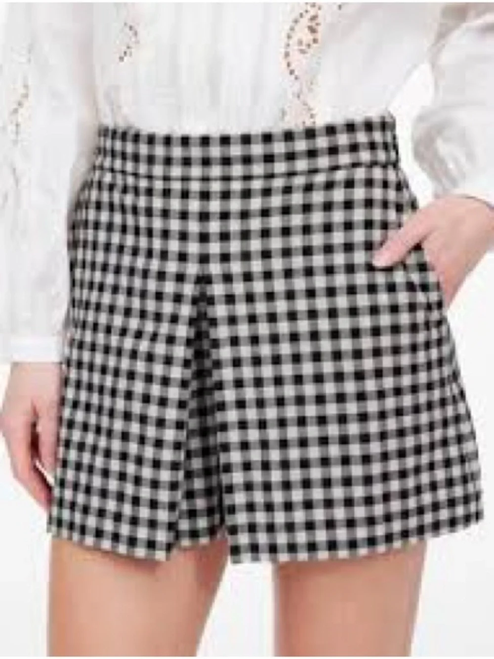 Madewell Black & White Gingham Pleated Skort - Picture 2 of 6